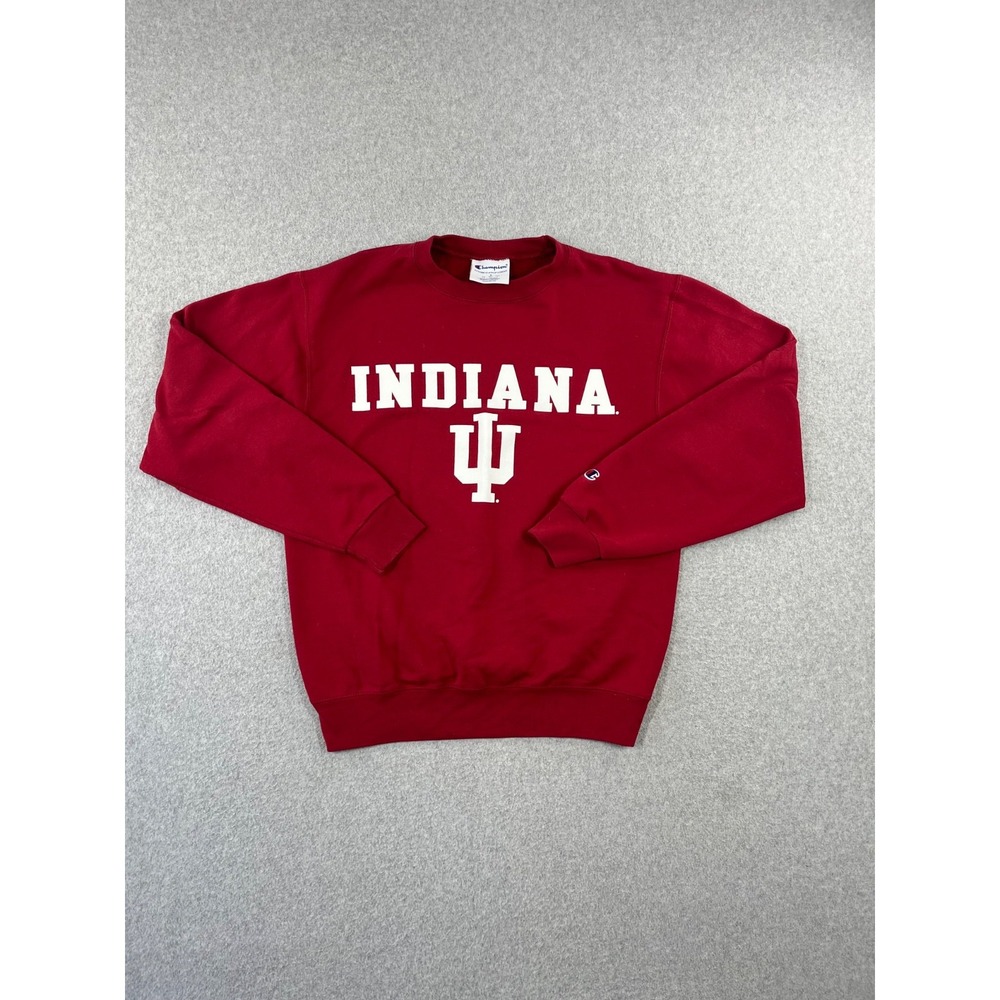 Indiana University Sweatshirt Mens S Red Champion IU Hoosiers Long Sleeve Crew